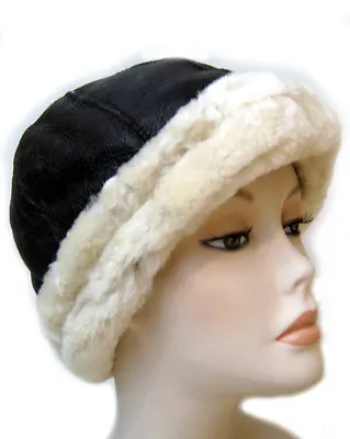 NEW Mens/Womens Beanie Round Brown Sheepskin Shearling Fur Hat Real Leather Warm • $44.99