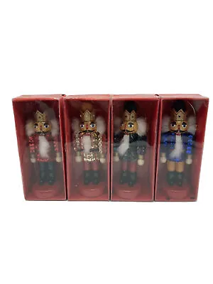 Vintage Wooden Nutcracker  Christmas Ornaments Set Of 4 New In Box Holiday Decor • $12