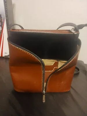 VERA PELLE Made In Italy Brown Leather Crossbody Purse Bag  • $15.99