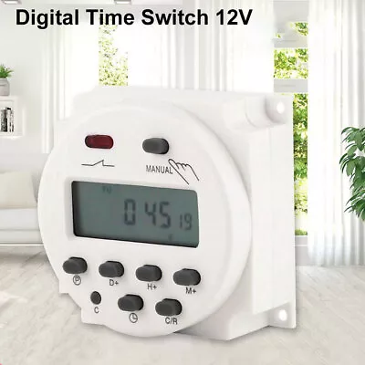 DC 12V 16A LCD Digital Timer Switch Electronic Power Programmable Time Relay New • £8.80