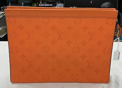 $299 • Buy Louis Vuitton LV Orange Designer Clutch Pochette Bag - FN2210 * Authentic *