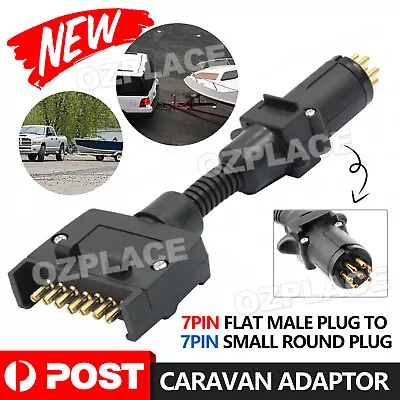 $16.95 • Buy Car Trailer Caravan Adaptor 7 Pin Flat Male Plug To 7 Pin Small Round Plug AU