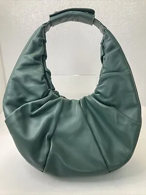 STAUD Moon Pleated Soft Lambskin Leather Bag Green Purse • $81