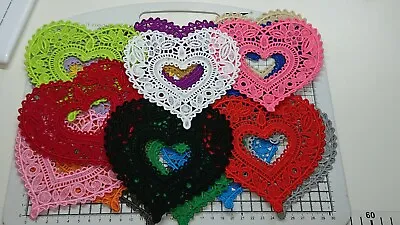 Large Guipure Lace(Iron-On)Applique Heart Motif 132mm X 135mm (20-Colours) S-1 • £4.99