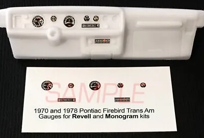 1970 PONTIAC FIREBIRD TRANS AM GAUGE FACES For 1/24 REVELL Kits—PLEASE READ DESC • $2.99