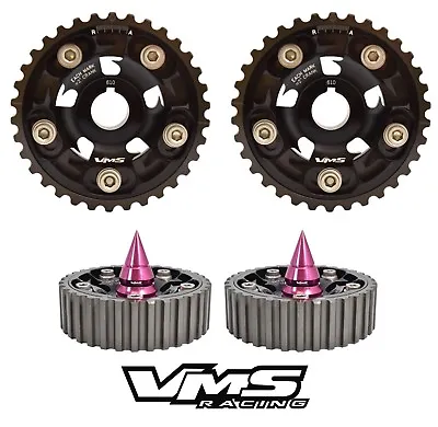 Black Vms Racing Adjustable Cam Gears Pink Spiked Bolts Honda Acura B16 B18c  • $124.95