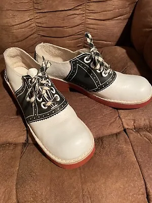 Vintage Black & White Leather Saddle Shoes - 9 1/2 N • $35