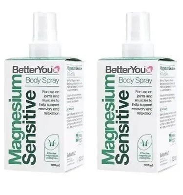 2 X100 Ml -  BetterYou Magnesium Sensitive Body Spray For Joints & Muscles • £10.99