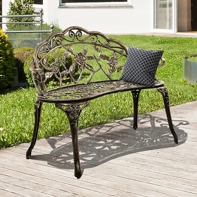 Goplus Outdoor Garden Bench Chair Loveseat Cast Patio Antique Rose Aluminum • $119.99