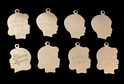 Vintage Sterling Silver Charm Bracelet Silhouettes Boy Girl Heads Lot Of 8 • $35