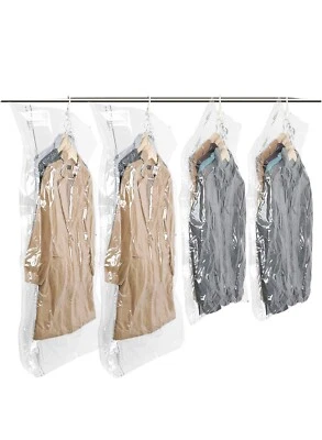 $19 • Buy Set Of 4 TAILI Hanging Vacuum Space Saver Clear Bags / Vacuum Seal Storage Bags