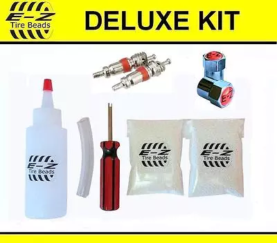 E-Z Tire Beads Motorcycle Balance Deluxe Kit Ceramic 1+2 Oz(3 Total) Chrome Caps • $20.02