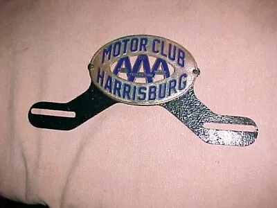 Rare AAA  HARRISBURG MOTOR CLUB License Topper  -  3-COLORS  -   2-PIECE FRAME • $75