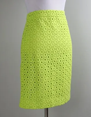 J.CREW NWT $118 Neon Lined Embroidered Eyelet Classic No. 2 Pencil Skirt Size 00 • $25.49