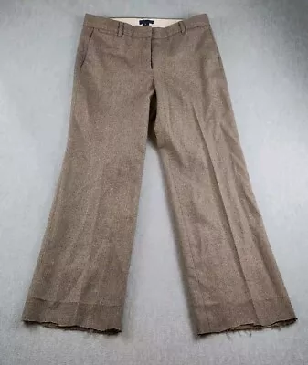 J Crew Pants Favorite Fit Wool Womens 8 Brown Herringbone Lined Straight Leg • $16.88