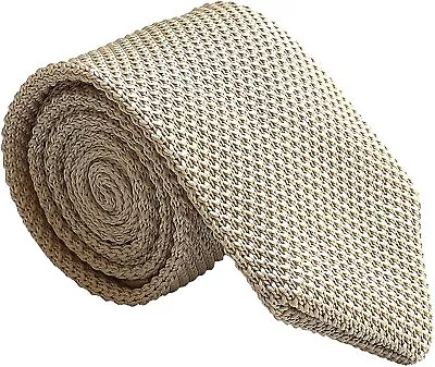 Men's Skinny Knit Tie Vintage Solid Color Casual Formal Designer Necktie 2.75  • $34.98