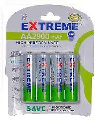 4pcs EXTREME 2900mah AA Rechargeable Batteries NiMH AA High Capacity Battery • £7.14