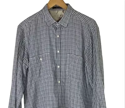 Barbour Steve Mcqueen Long Sleeve Shirt Button Up Blue Plaid Graphic Mens S • $28.75