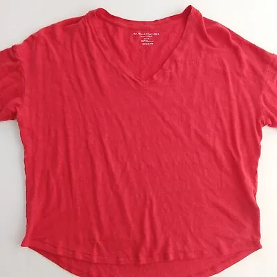 Majestic Filatures Sx 1 Xs Linen Cropped T- Shirt Top V Neck Luxury T Shirt Red • $18