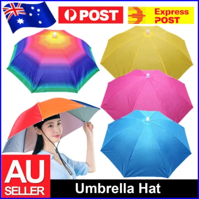 $9.99 • Buy Fishing Umbrella Hat Foldable Outdoor Rain Sun Shade Waterproof Headwear