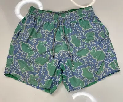 Vilebrequin Rabbit AOP Print Swim Board Shorts Men Large Blue Green • $19.95