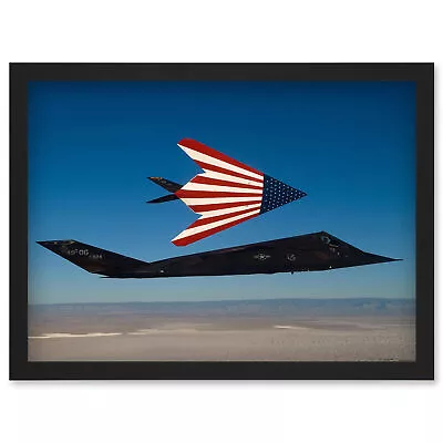 USAF F-117 Nighthawks American Flag Stealth Attack Aircraft Framed Art Print A4 • £18.99