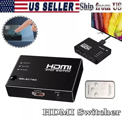 3 In 1 Out Switcher 3 Port Hub Box Auto Switch 1080p HD 1.4 With Remote For HDTV • $6.99