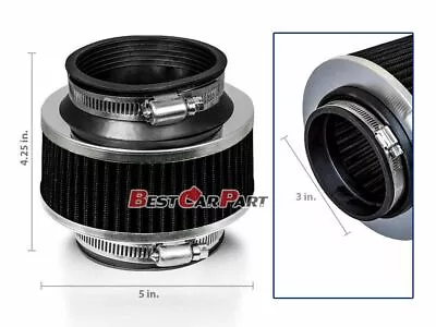 BLACK 76mm 3  Inch Universal Cold Air Intake Hydrolock Bypass Valve Air Filter • $15.99