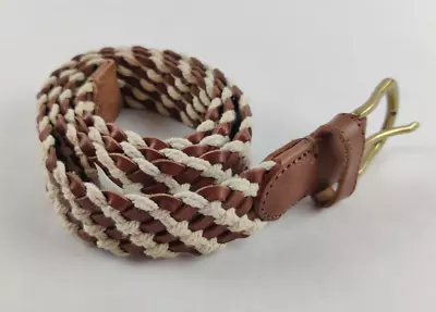 Women's J. Crew Belt Braided Cotton And Leather Brown And White Size: Medium  • $17.99