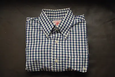 J. Press Blue Gingham Long Sleeve Shirt M Made In USA • $45