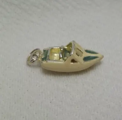 Vintage Sterling Silver Speed Boat Charm Enameled For Bracelet • $26.76