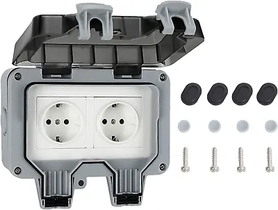 £9.99 • Buy Waterproof Outdoor Double Socket 16A Wall Electrical Outlets Power EU Plug 2 Pin