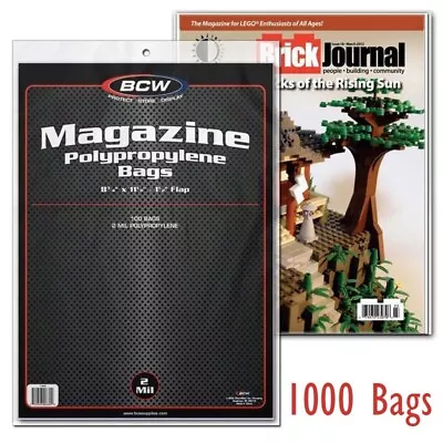  1000 BCW Magazine Poly Bags 2 Mil Thin Safe Storage Holders Sleeves Dealer Bulk • $58.84