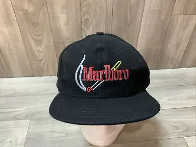 Vintage Marlboro Hat Strapback Baseball Cap Mens Black 90s Promo Wool Acrylic • $22