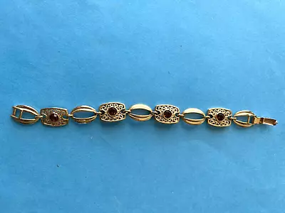 Vintage Sarah Coventry 8.5  Gold Tone 9 Panel Bracelet • $14.89