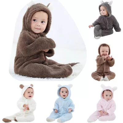 Newborn Baby Boy Girl Kids Bear Hooded Romper Jumpsuit Outfit Clothes Tops Pants • $22.99