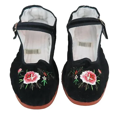 £9.82 • Buy Women's Chinese Mary Jane Floral Velvet Shoes Slippers Black - Sizes 35-40 New