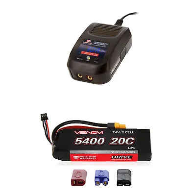 Venom 20C 2S 5400mAh 7.4V LiPo Battery And Sport Charger Combo • $94.48