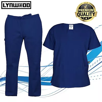 Medical Scrubs Uniform Doctors Nurses Tunic & Trouser Hospital Work Scrubs • £13.99