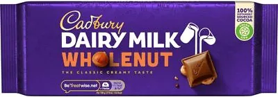 Cadbury Dairy Milk Wholenut 180g Chocolate Bar - Nutty Treat • £5.59