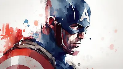 Captain America Poster Print Wall Art Home Decor - A4 Size Landscape • £3.95