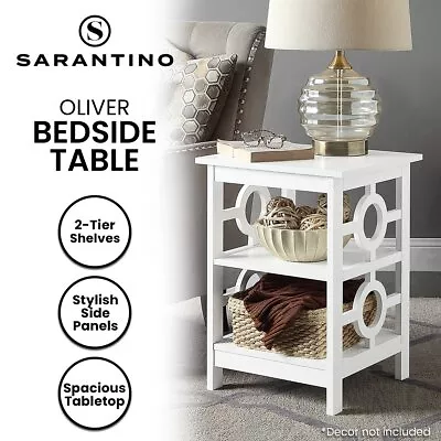 Sarantino Esther Bedside Table With Drawer In Grey • $89