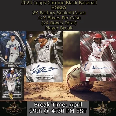 Wade Boggs 2024 Topps Chrome Black Baseball Hobby 2X Case Player BREAK #12 • $2.49