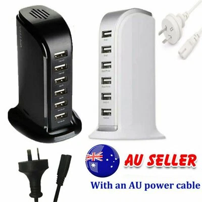 $17.20 • Buy 6 Port Charging Station USB Desktop Charger Rapid Tower Power Adapter Wall HUB~M