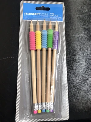 £2.49 • Buy Pack Of 5 Pencil Pen Tool With Grips Handwriting SEN Dyslexia Arthritis HB