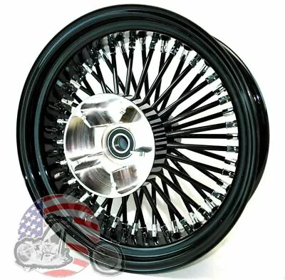 18 X 5.5 Black Rim 52 Fat Mammoth Spoke Rear Wheel ABS Harley Touring Cush 09+ • $849.95