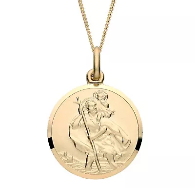 9ct Gold On Silver St Christopher LARGE Pendant Necklace 16 18 20  Chain MEN'S • £29.95