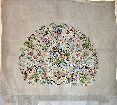Vintage Unfinished Needlework Floral Tapestry. #1. • £9.50