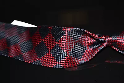 #1 MENSWEAR Charvet Made In France Navy Red Bicolor Harlequin Diamond Silk Tie • £7.91