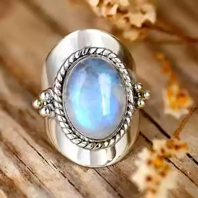 Moonstone Ring 925 Sterling Silver Band &Statement Ring Handmade  Allsize-B-10 • $13.99